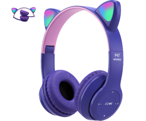 سماعة أذن p47m LED للقطط (بنفسجى )